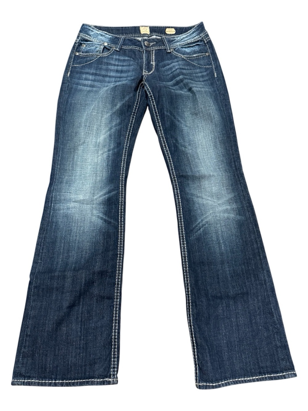 Studio 5 Denim Embellished Pocket Boot Cut Jeans Size 9 x 33 Medium Wash